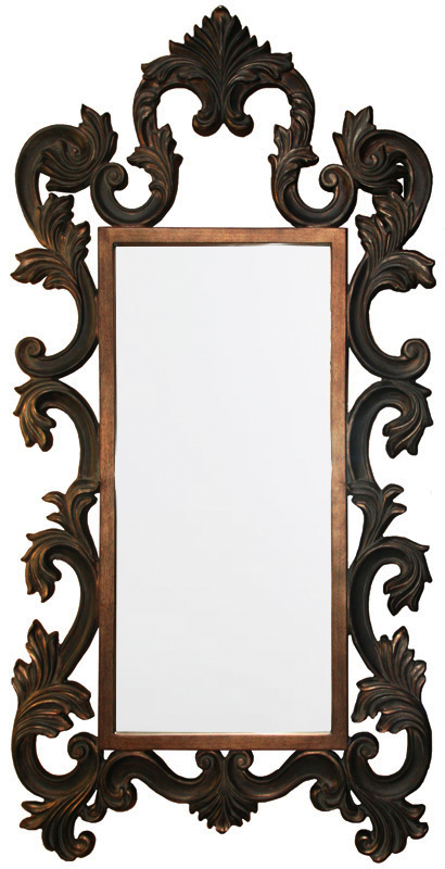 ZS046 Wall décor art mirror classic dark brown rectangular vertical long